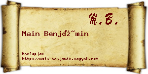 Main Benjámin névjegykártya